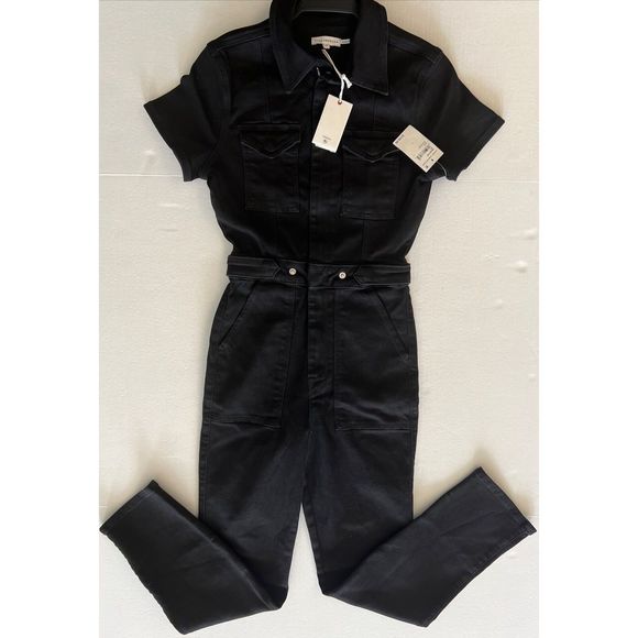 Good American GMJS731B Woman Sz 2/Medium Fit For Success Black Denim Jumpsuit - Picture 6 of 11
